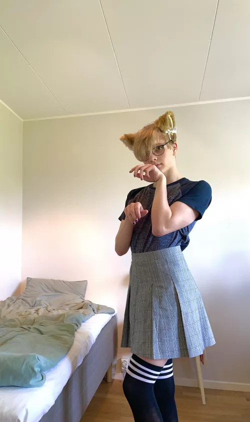 I painted my nails in my flags colors for my first pride month ever! And I got some cat ears because why not? by FemboyAlexlol