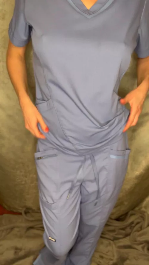I prefer no bras under my scrubs by nursejennastar77