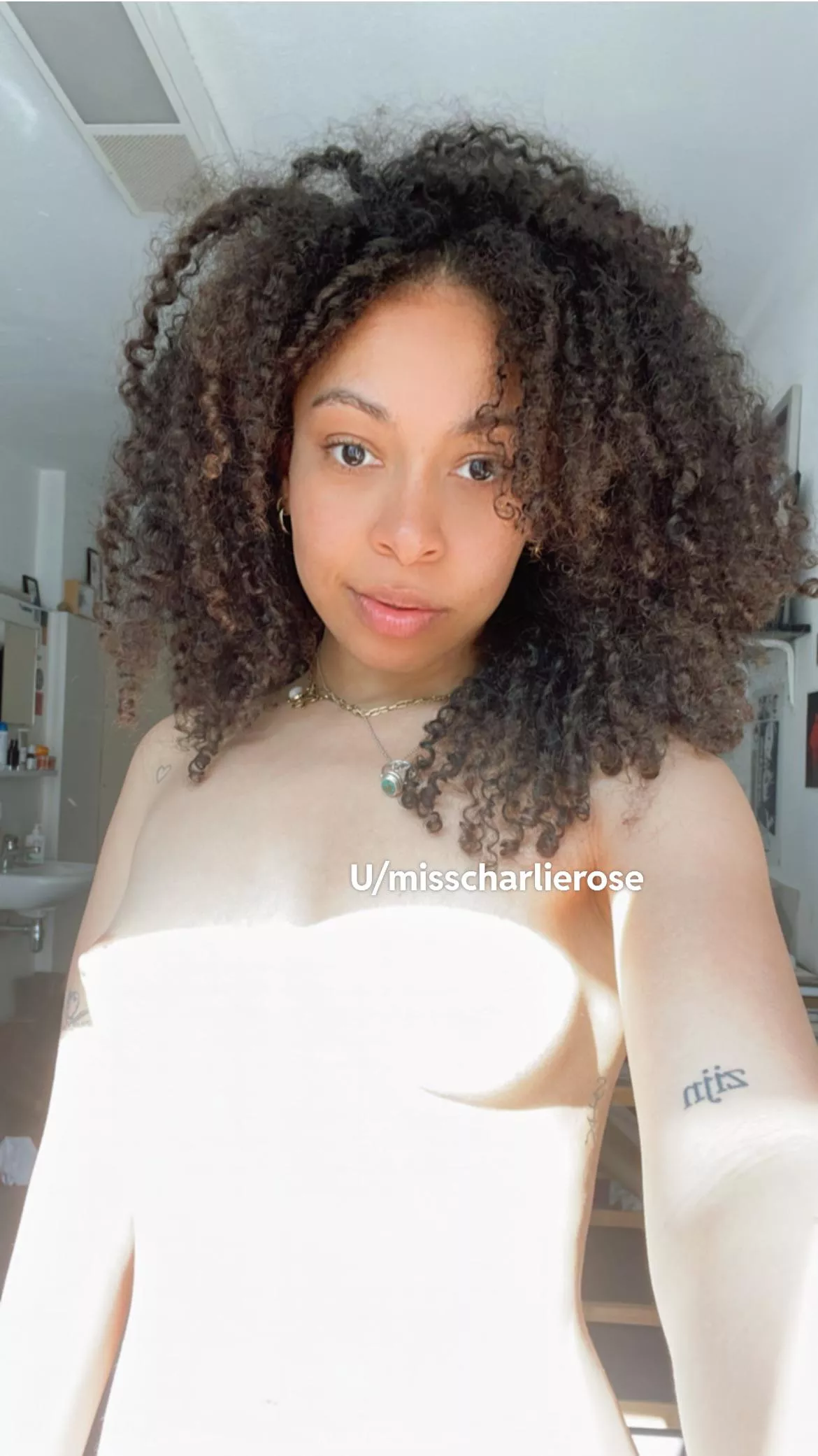 I tried to take a topless selfie while the sun was out. How did I do :p posted by Misscharlierose