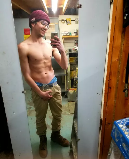 I was getting hot at work and had to start stripping down by boytoyted
