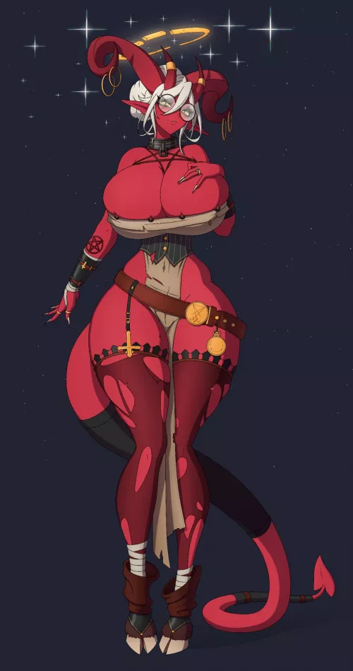 If Lucifer was a woman...and a mommy who bakes her demon family cookies. Drawn by my BF 🍪 by PestyP