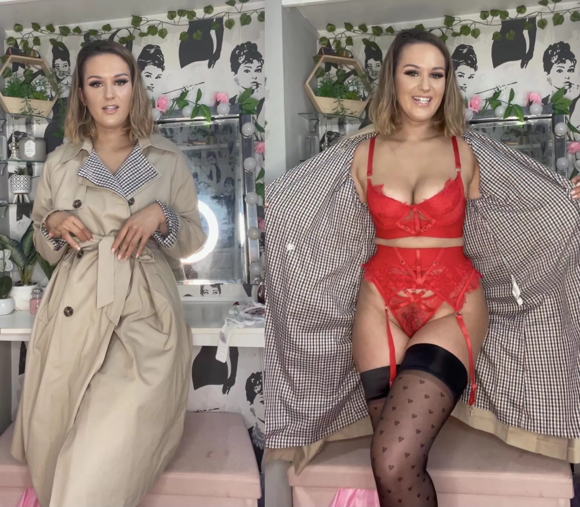 If you were my boyfriend I’d surprise you by turning up to your work only wearing a trench coat and slutty lingerie 😜 [F] posted by honeytxxx_