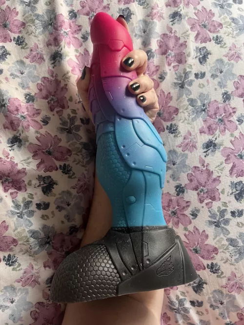 Ignore the towel fuzz—my new large Bishop. Medium shaft, firm base, suction cup. ❤️❤️❤️ by his-bbw-vixen