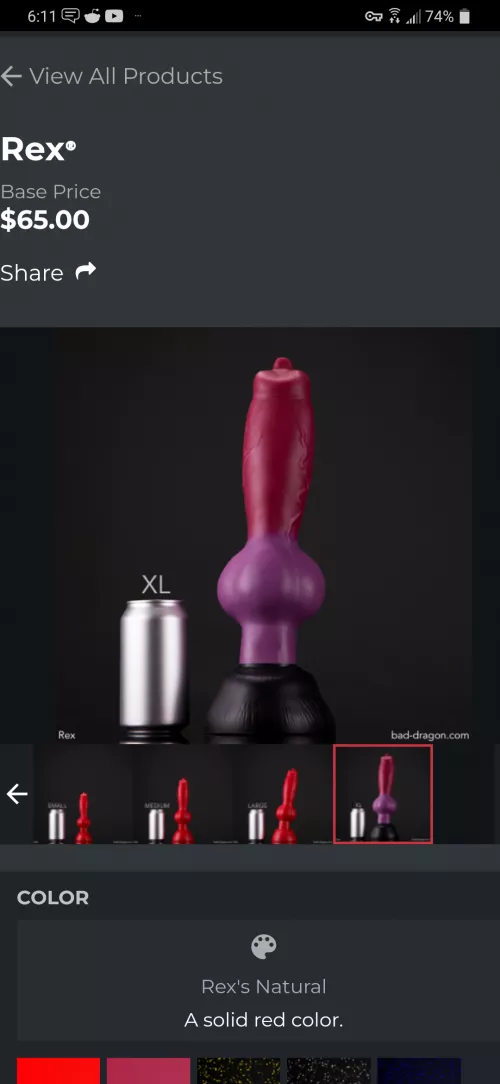I'm finally about to purchase my first bad dragon and I'm so excited! But before i purchase it, could someone help me find this XL Sex in the wild so I can see if it is the right size? by lopsidedfrog