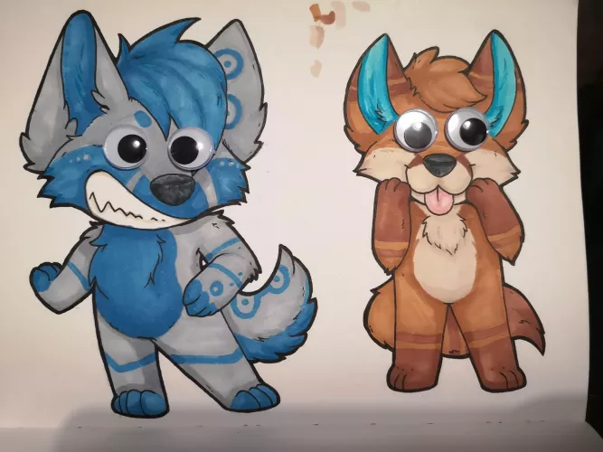 I'm making googly eye con badges for me and my partner! by SculFolf