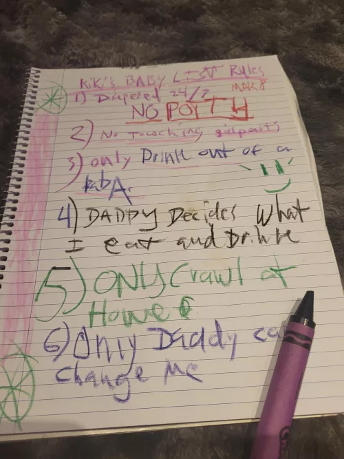 I'm tryna make a list of baby rules for me to follow can you give me some good ones please?:) by Mysterious_Leg5393