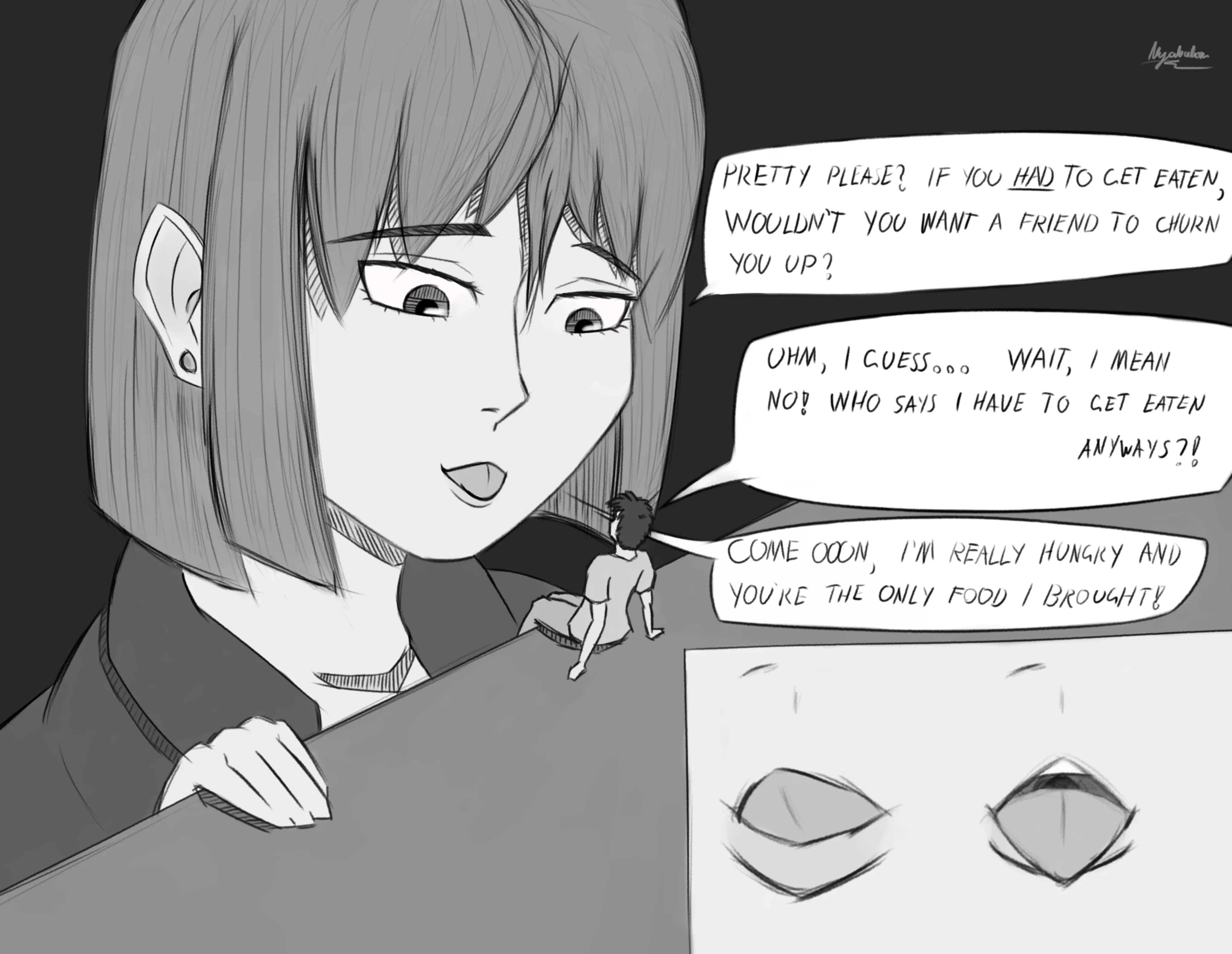 {image} Asking Nicely (Nyabulon) [F/M] [macro/micro] [unwilling] [pre-vore] posted by nyabulon