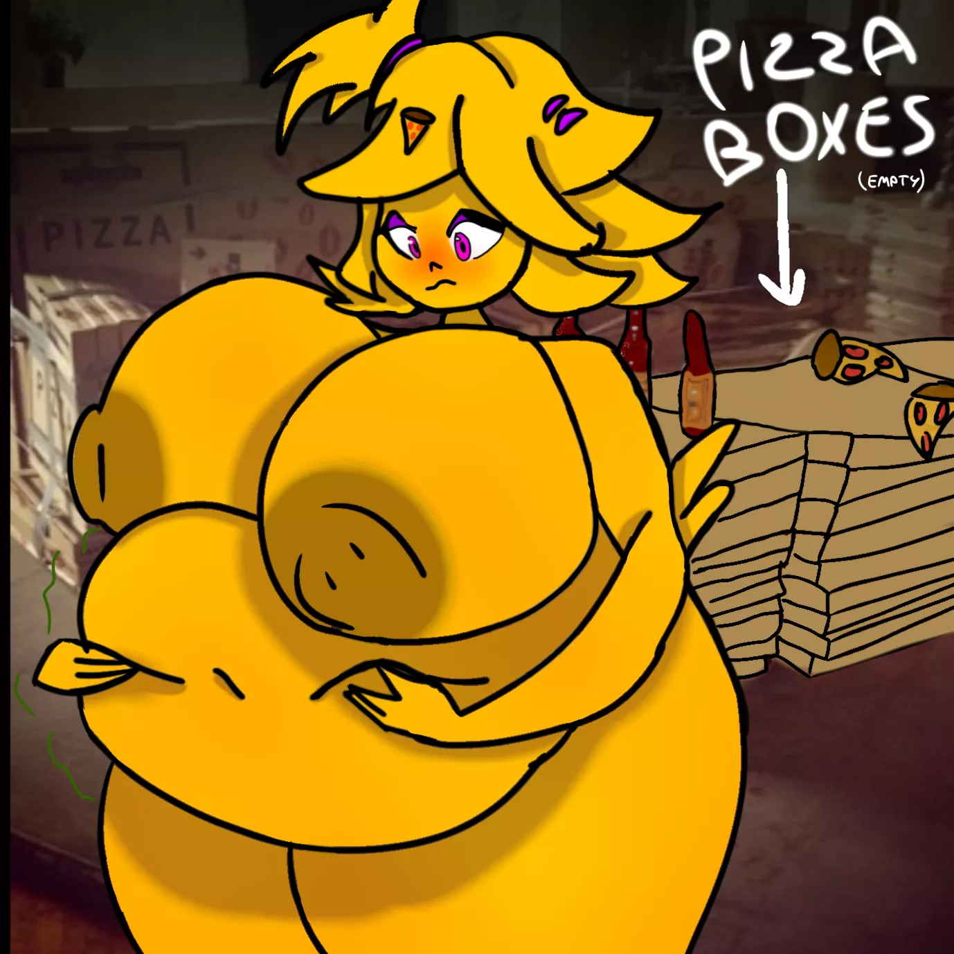 {image} chica vore part 4/5 stuffed whit pizza after vore (samesize) (digestion) (oral) (f/?) by me posted by aleminecraft08