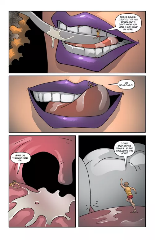 {Image} Megan Masticates Mini-Man (Octo) [oral, unaware vore, giantess vore, shrinking, shrunken man] <COMIC PREVIEW> by CezarNix