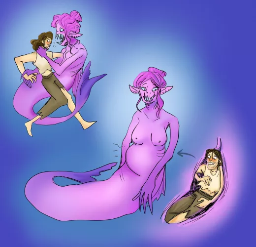 {image} mermaid eating sailor by @kelpshakes1 on twitter by RedFlowerGreenCoffee