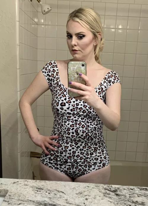 [image] My petite pale blonde wife in her new one piece. She’s 28 and a mom of 3. She’s also 5’0. What do you all think of her? by CuckForLife1814