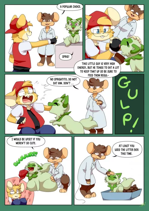 {IMAGE} Sprigatito Snack (Shoelace) [FERAL PRED, DIGESTION, DISPOSAL] by Hoovy_hoovikins