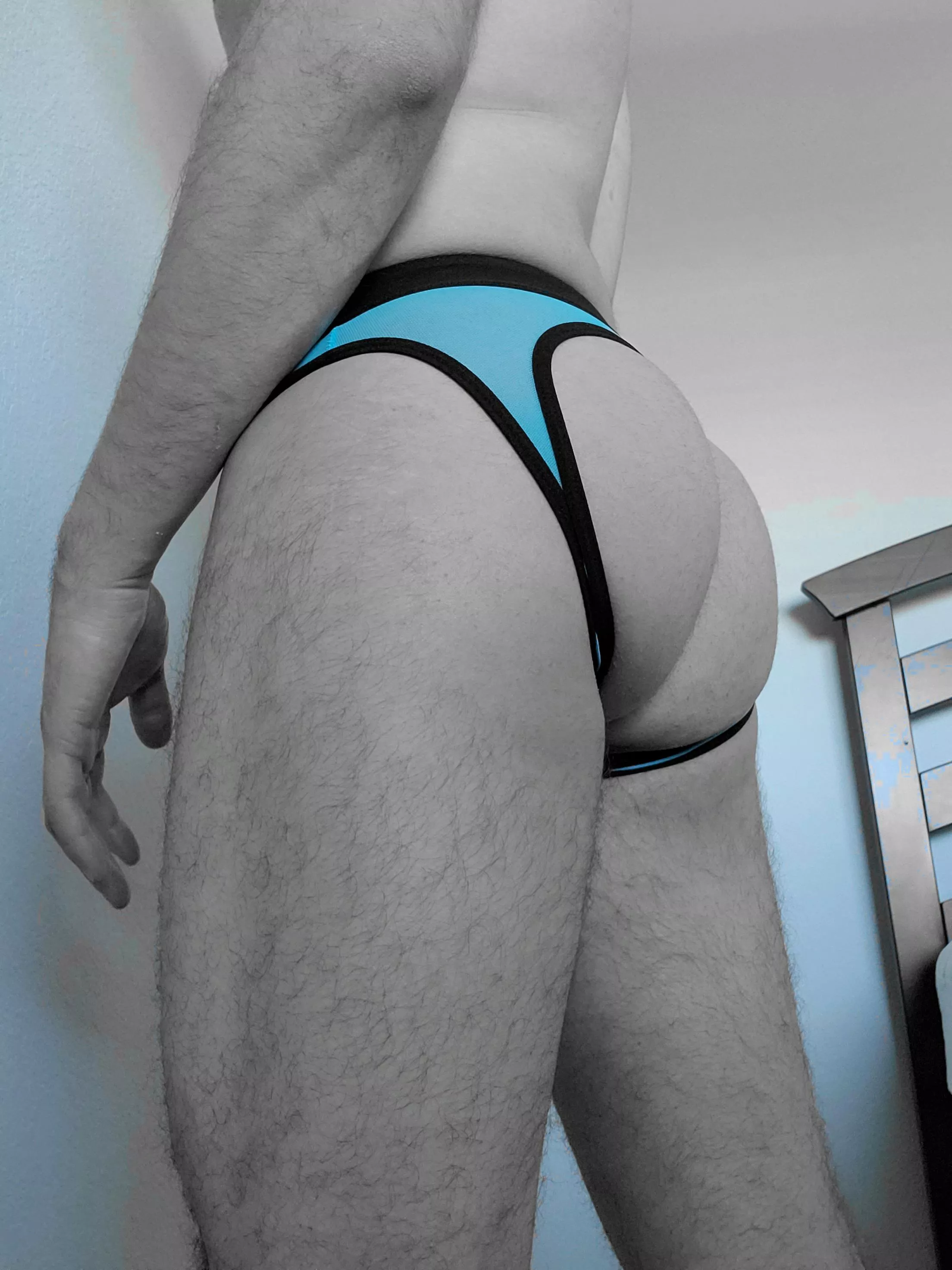 In my blue jockstrap posted by chipsandguacc