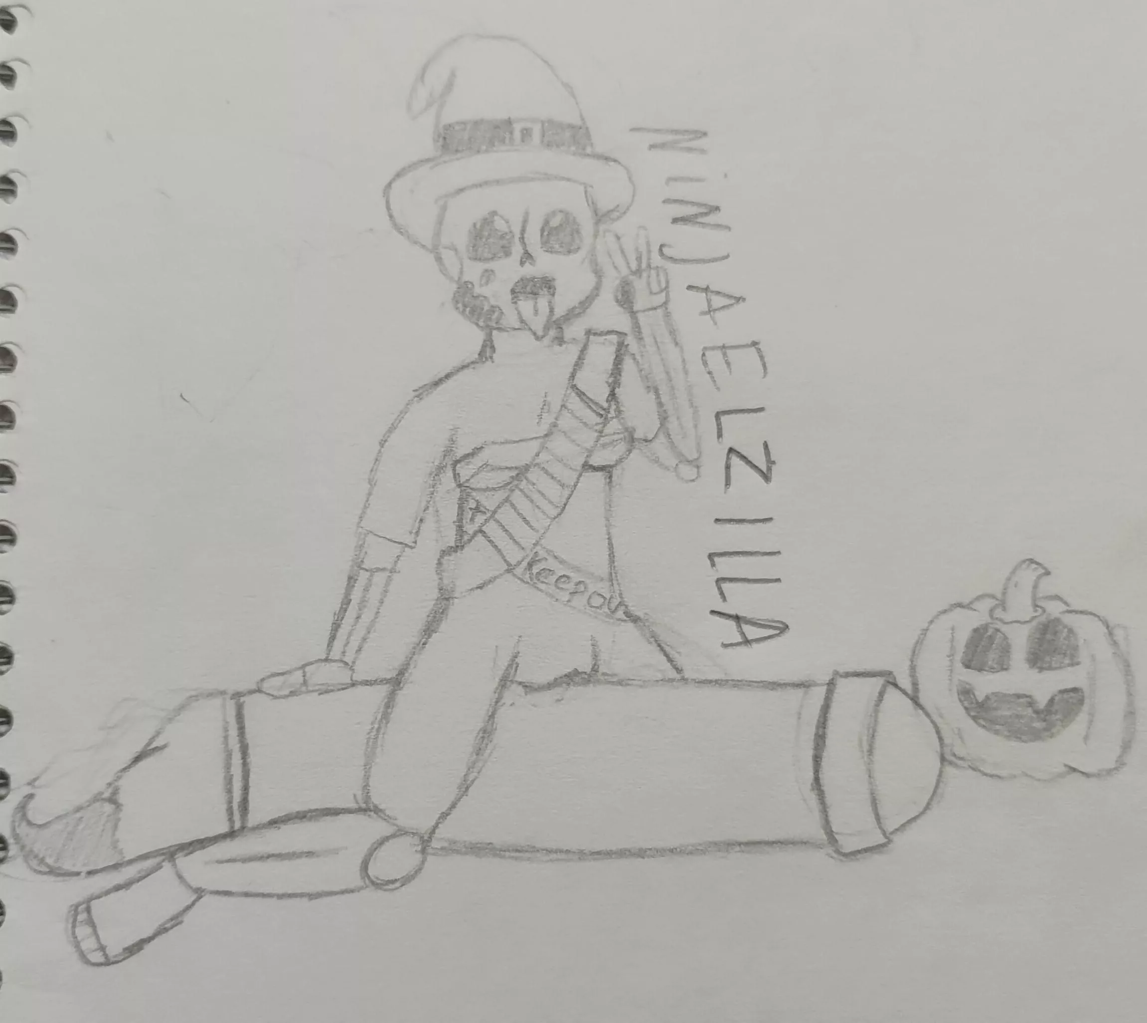 [Ink sans] Happy late Halloween (NinjaElzilla on Twitter) posted by NinjaElzilla