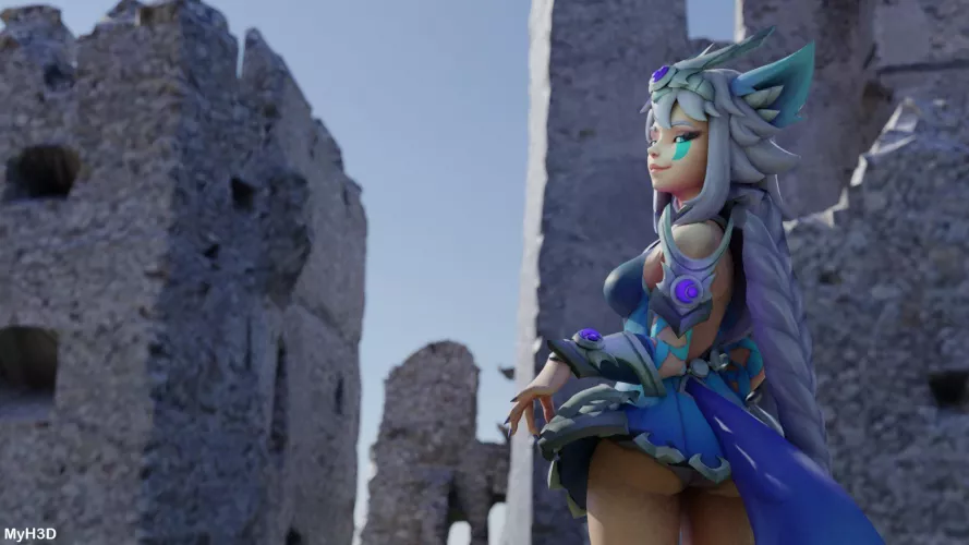 Io lifting her skirt (MyH3D) by SexWithIo69