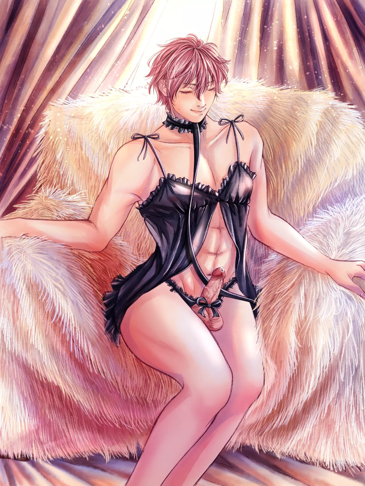 Is there something better than cute boys in even cuter lingerie? No, silly <3 that's a trick question (Art by @PoppyDropplet) posted by SmolDom