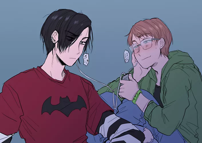 it‘s 2008 and they‘re sharing an ipod classic, listening to whatever was unpopular at the time (bicyclemeat aka @99throwaway2)[Batman] by SilentlyRosy