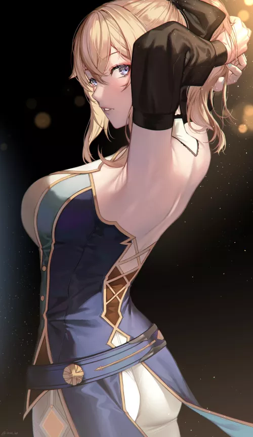 Jean tying her hair up [Genshin Impact] by ReleaseMySoul_