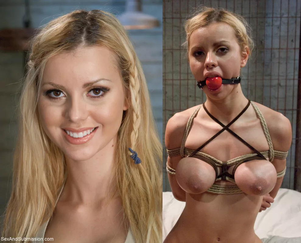 Jessie Rogers before and after being tied up posted by DiggBoobs