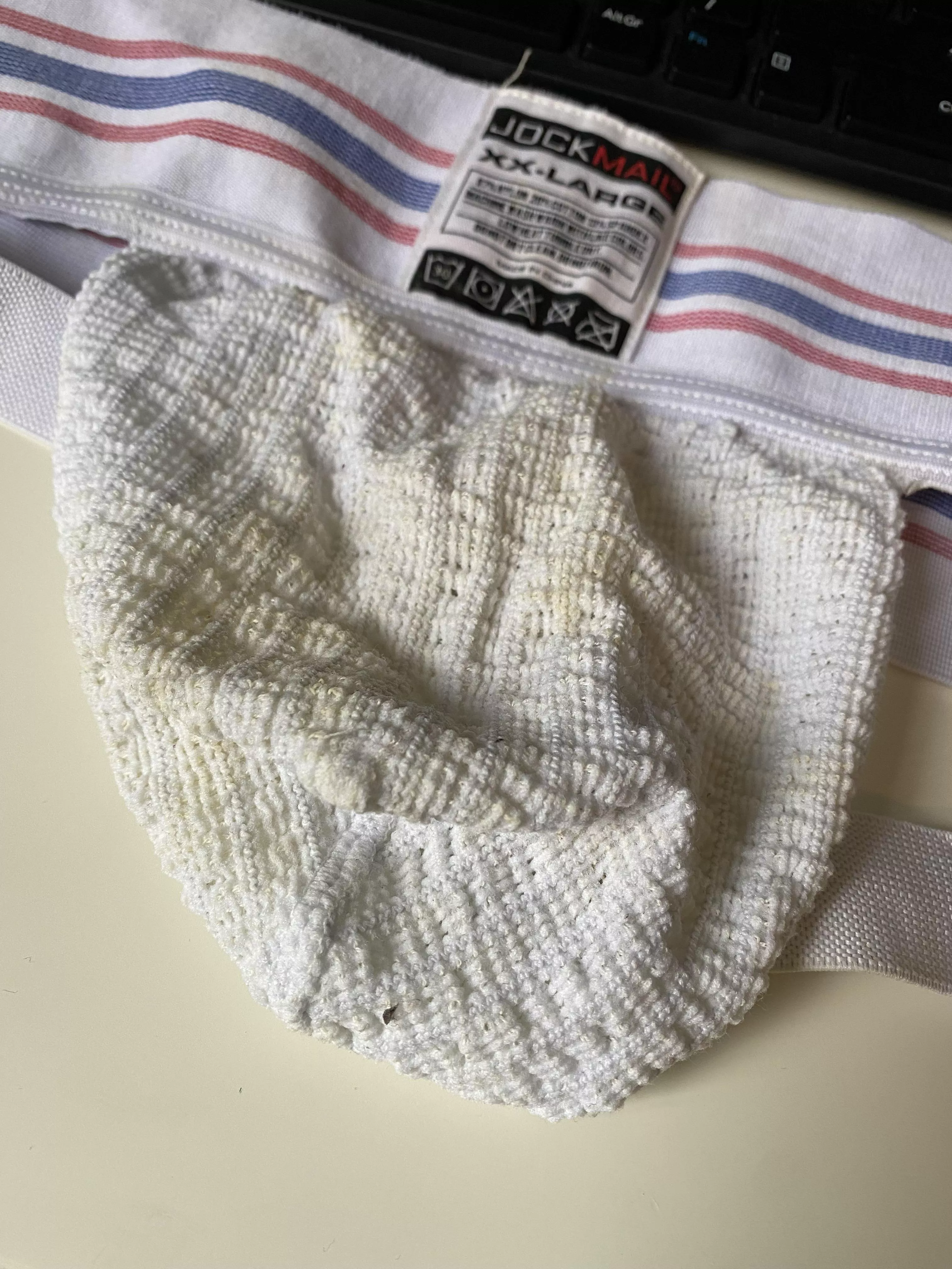Jockstrap cum rag starting to get stained. posted by kieranjohnsons3