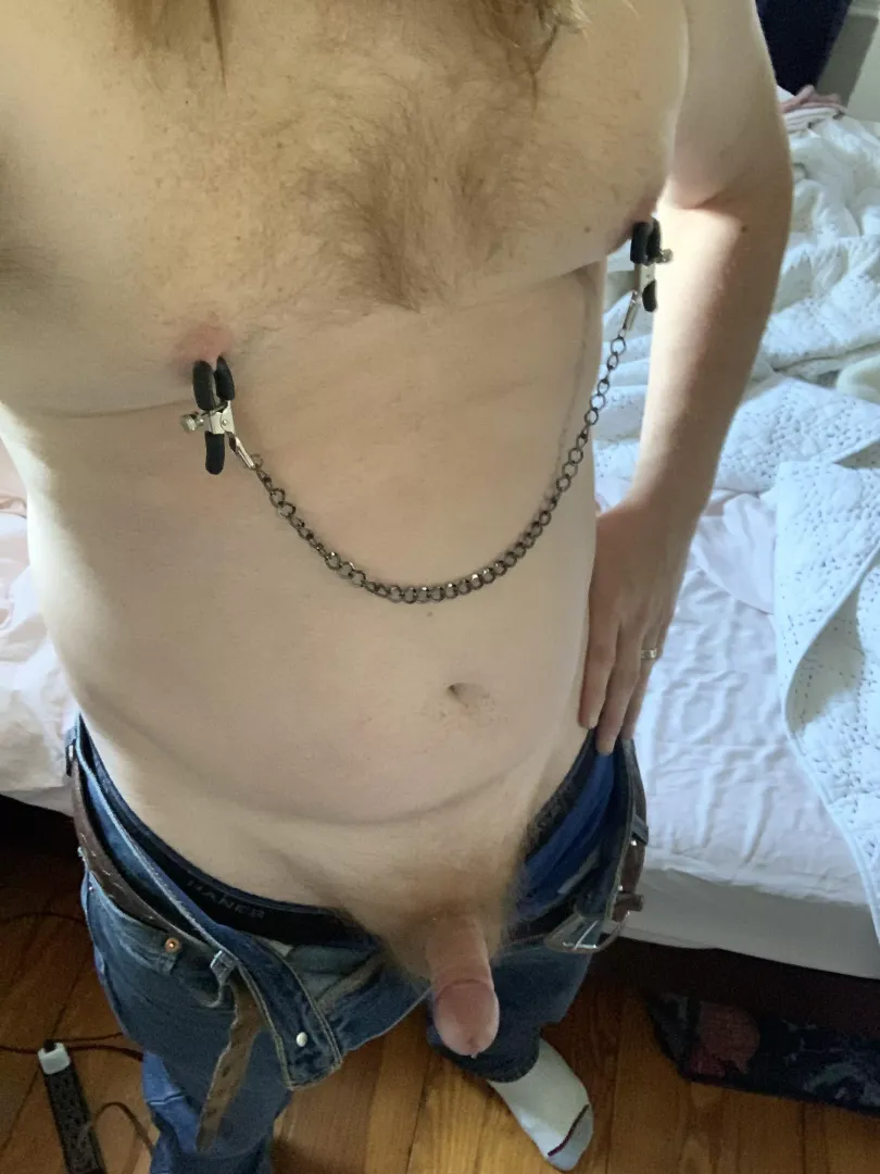 Just a Horny Bi Dude with Nipple Clamps Here by hazelust