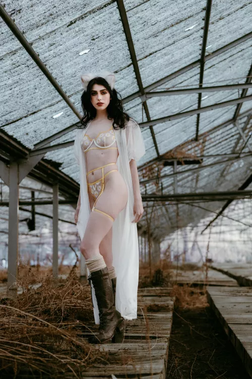 Just a lil cat girl lost in the greenhouse by Savanaray