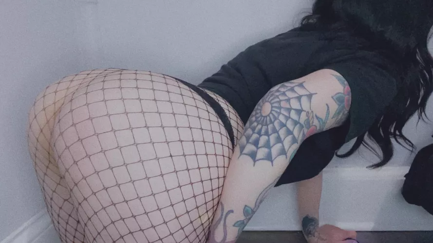 just a lil goth slut in fishnets by spicyraquel