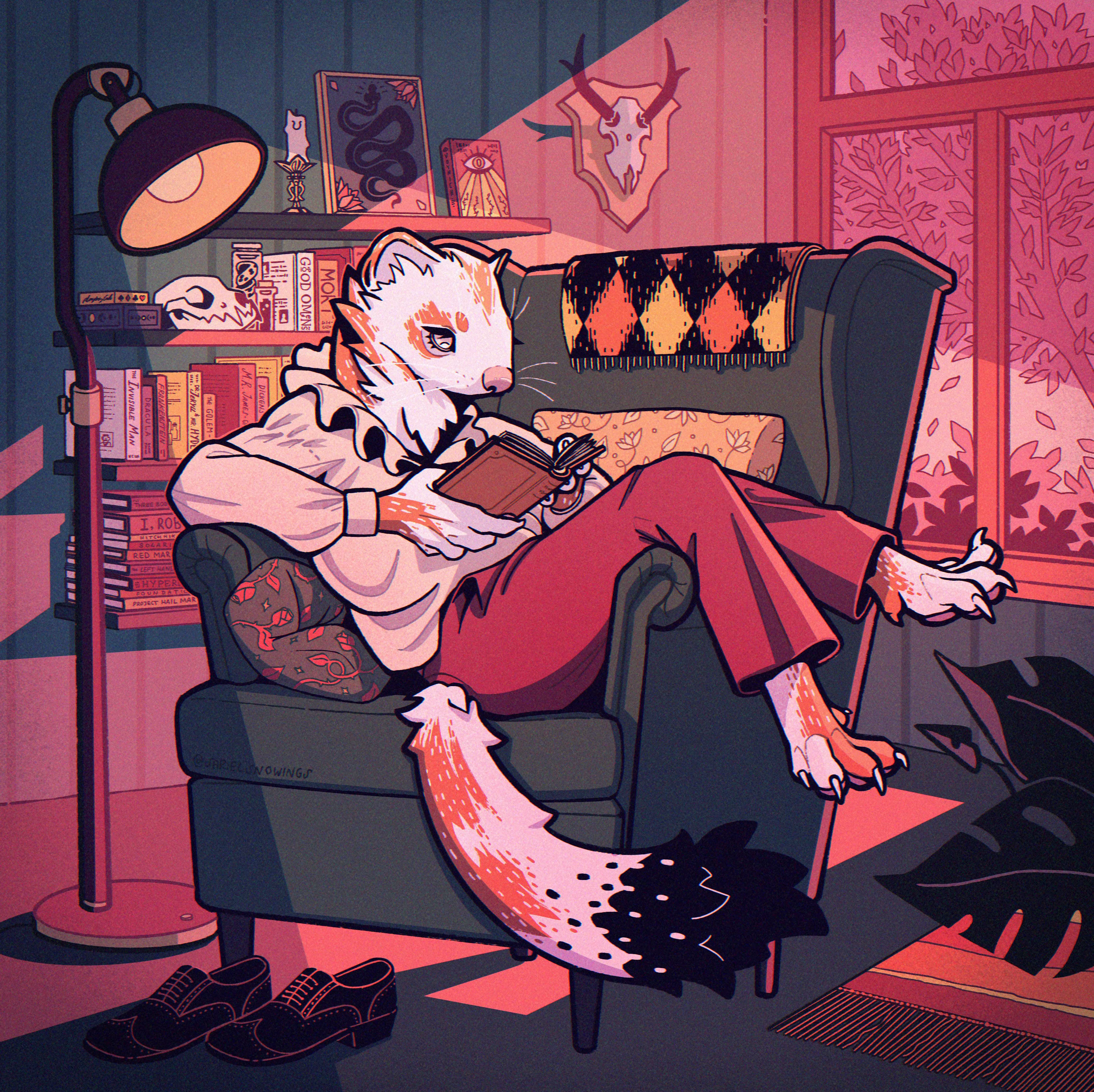 Just finished this piece of my stoat fursona and I can’t post it on my other social media yet… so I’M POSTING IT HERE BECAUSE I’M SO PLEASED WITH IT AND CAN’T WAIT FOR PEOPLE TO SEE IT T^T hope you’ll like it and approve of my literary choice posted by SarielSnowings