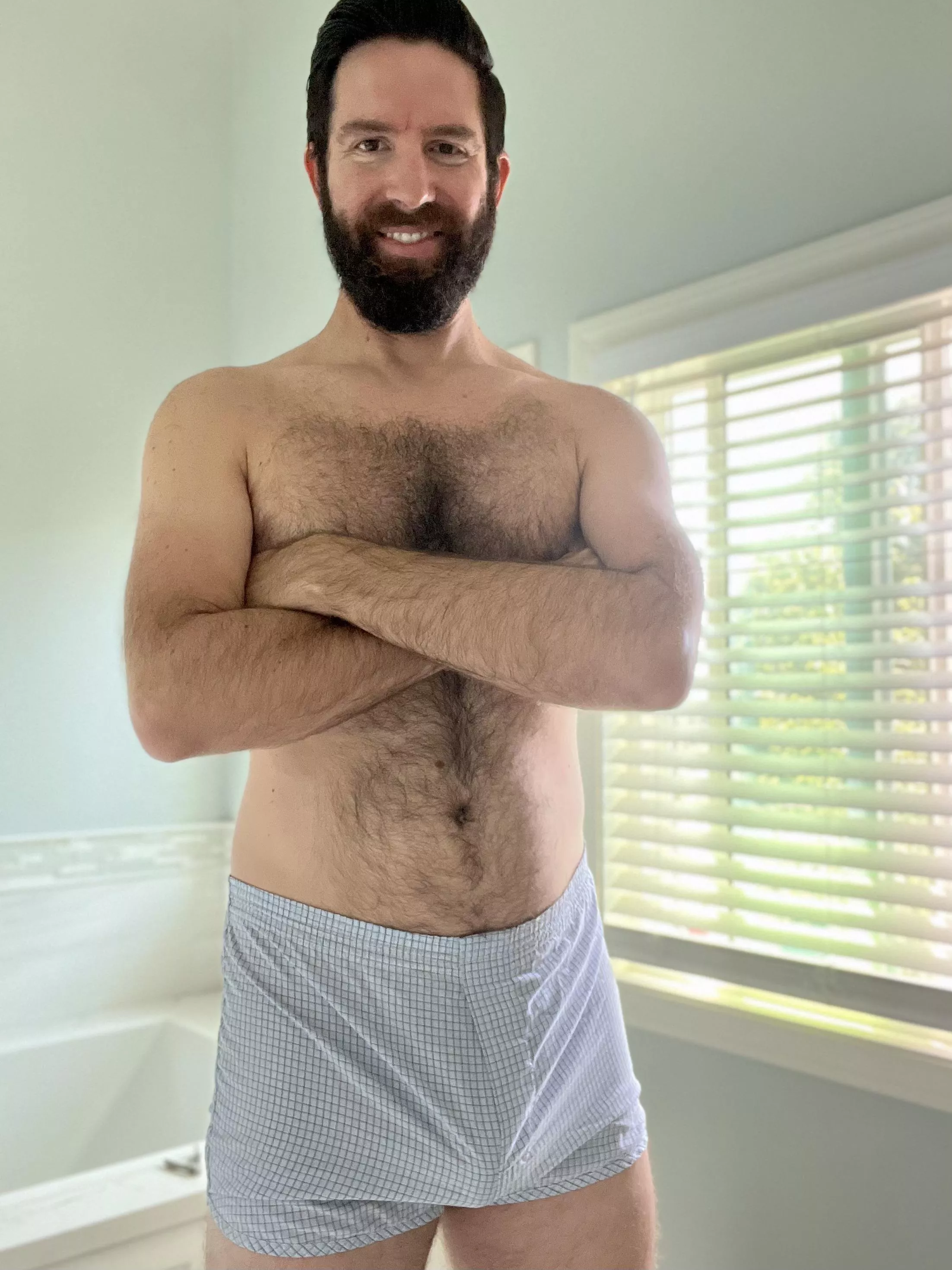 Just lounging in a comfy pair of boxers. posted by TallDrinkOfLaCroix