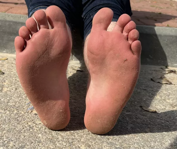 Just me and my soles chilling outside.... What do you think? For more - https://feetfinder.com/userProfile/Feetoflove99 by feetoflove99