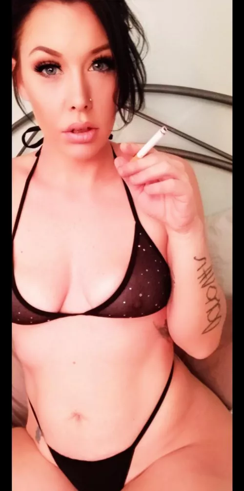 Just some skimpy lingerie and a smoke. I mean who doesn't like it?! by JaneManda