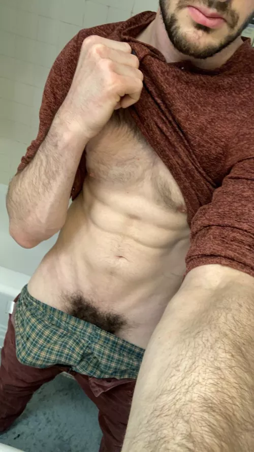 Just waiting for a very good girl or boy to reach down and pull it out for me…. I’m dying to feel your hand on my throbbing cock 😏 by swoshyswo