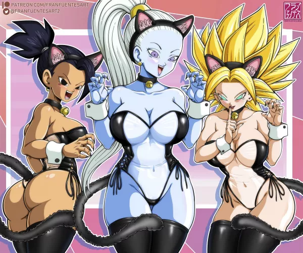 Kale Vardos and Caulifla as kitties! (FranFuentesArt2) by realonrok