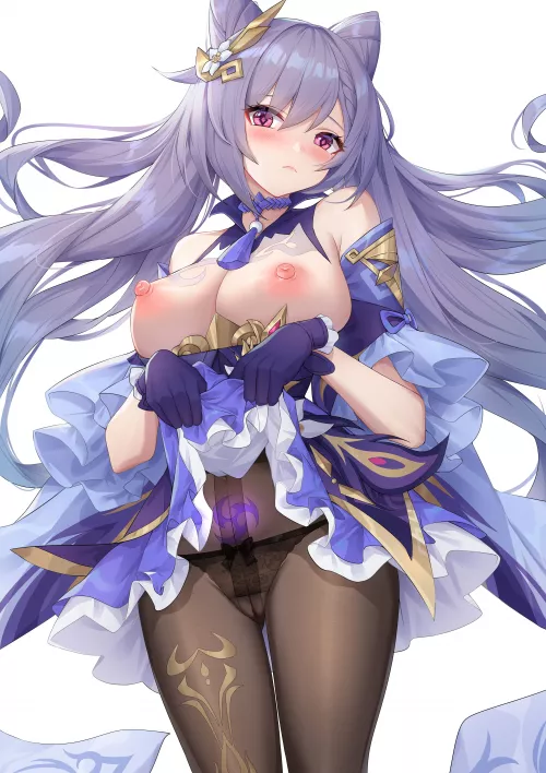 Keqing showing what's under her skirt (Wu Ganlan Cai) [Genshin Impact] by Shart_Shark