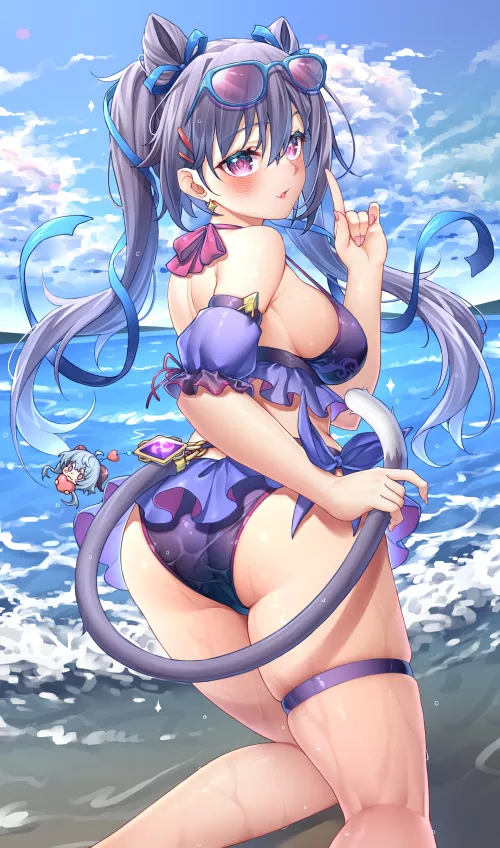 Keqing with Ganyu keychain (yuukishita2411) [Genshin Impact] by elegantloveglimmer