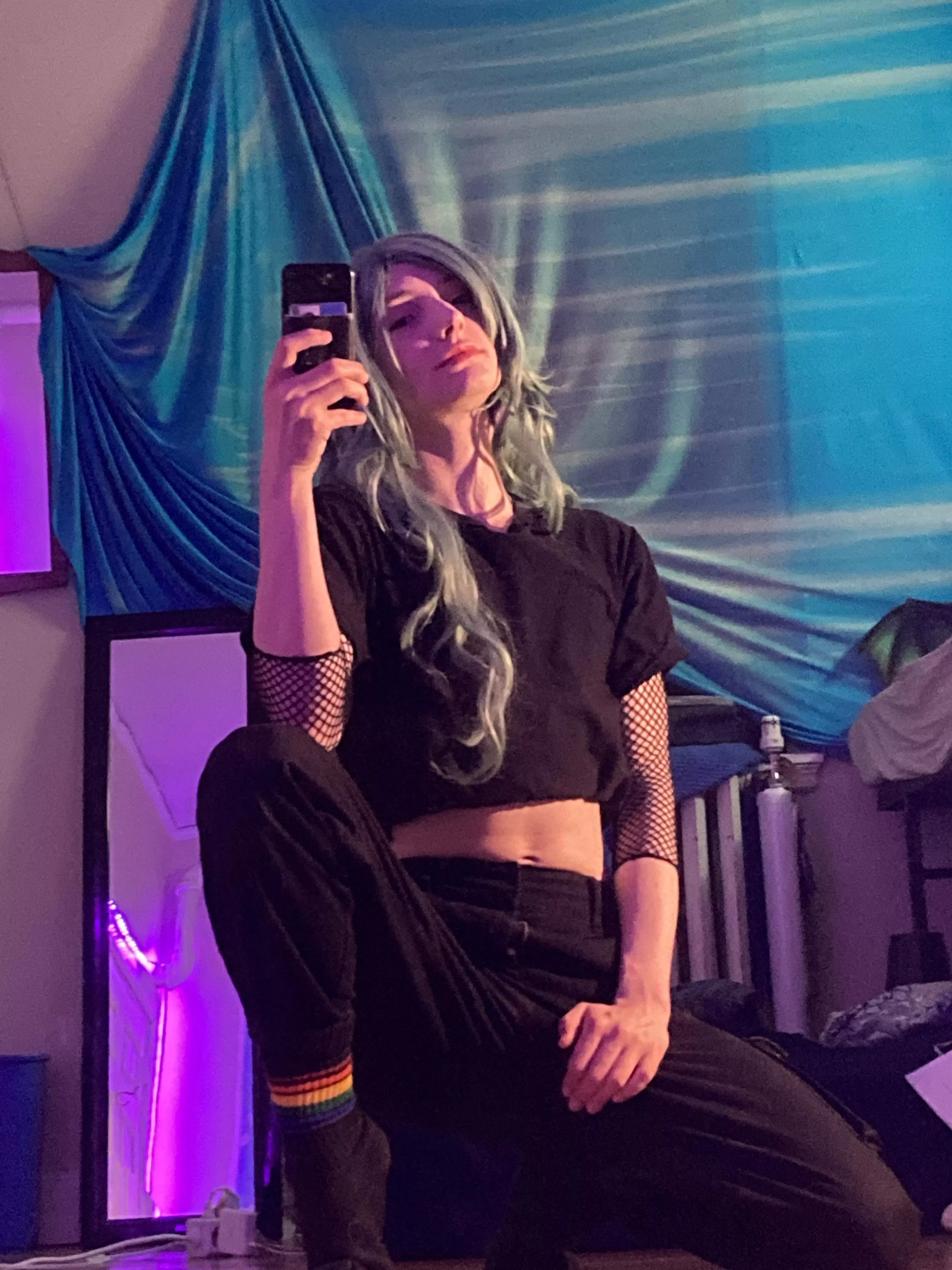 Kind of a mean look for a femboy but I dig it… posted by qtblueboy