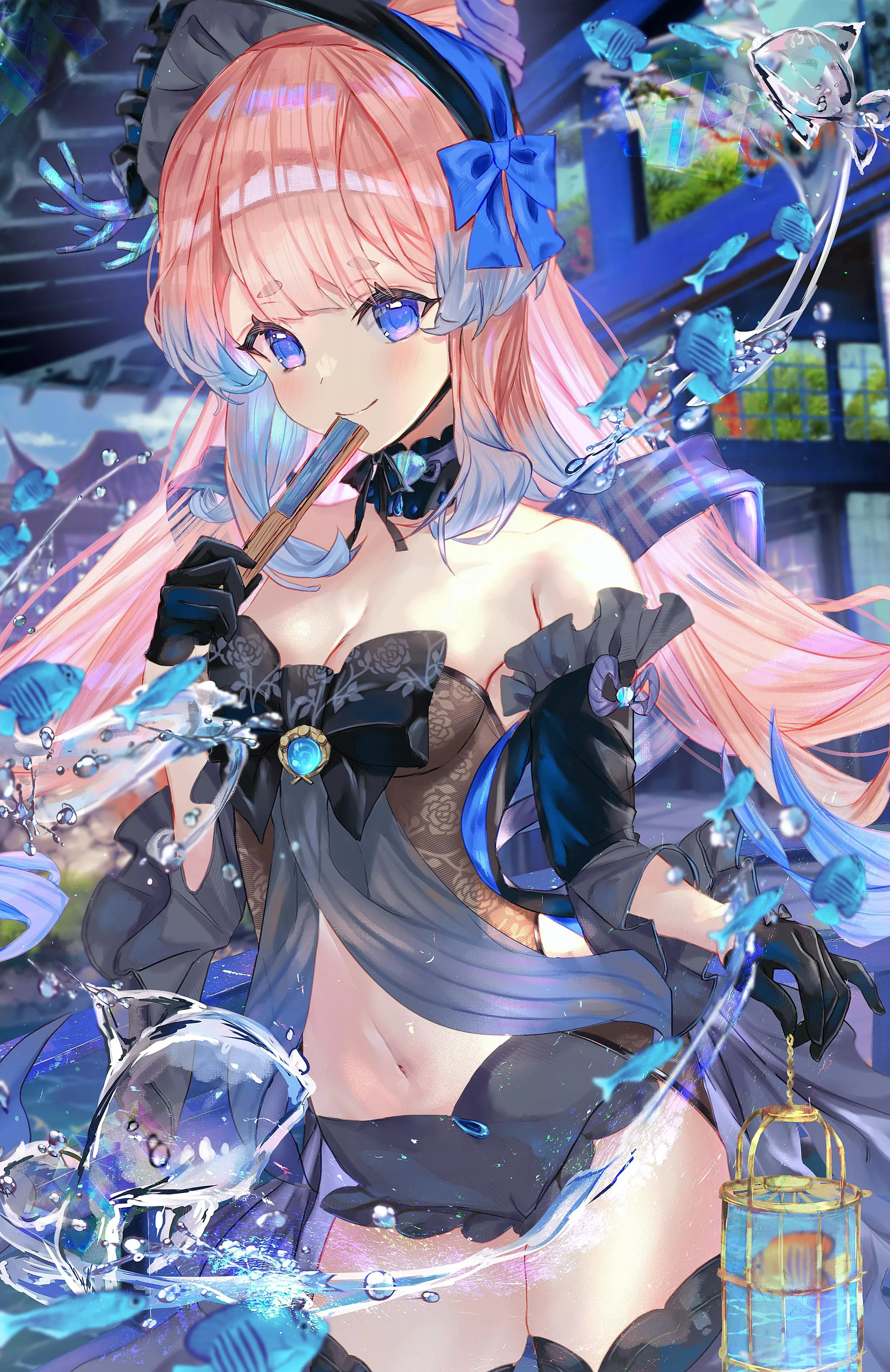 Kokomi in black lace [Genshin Impact] posted by Rihonin