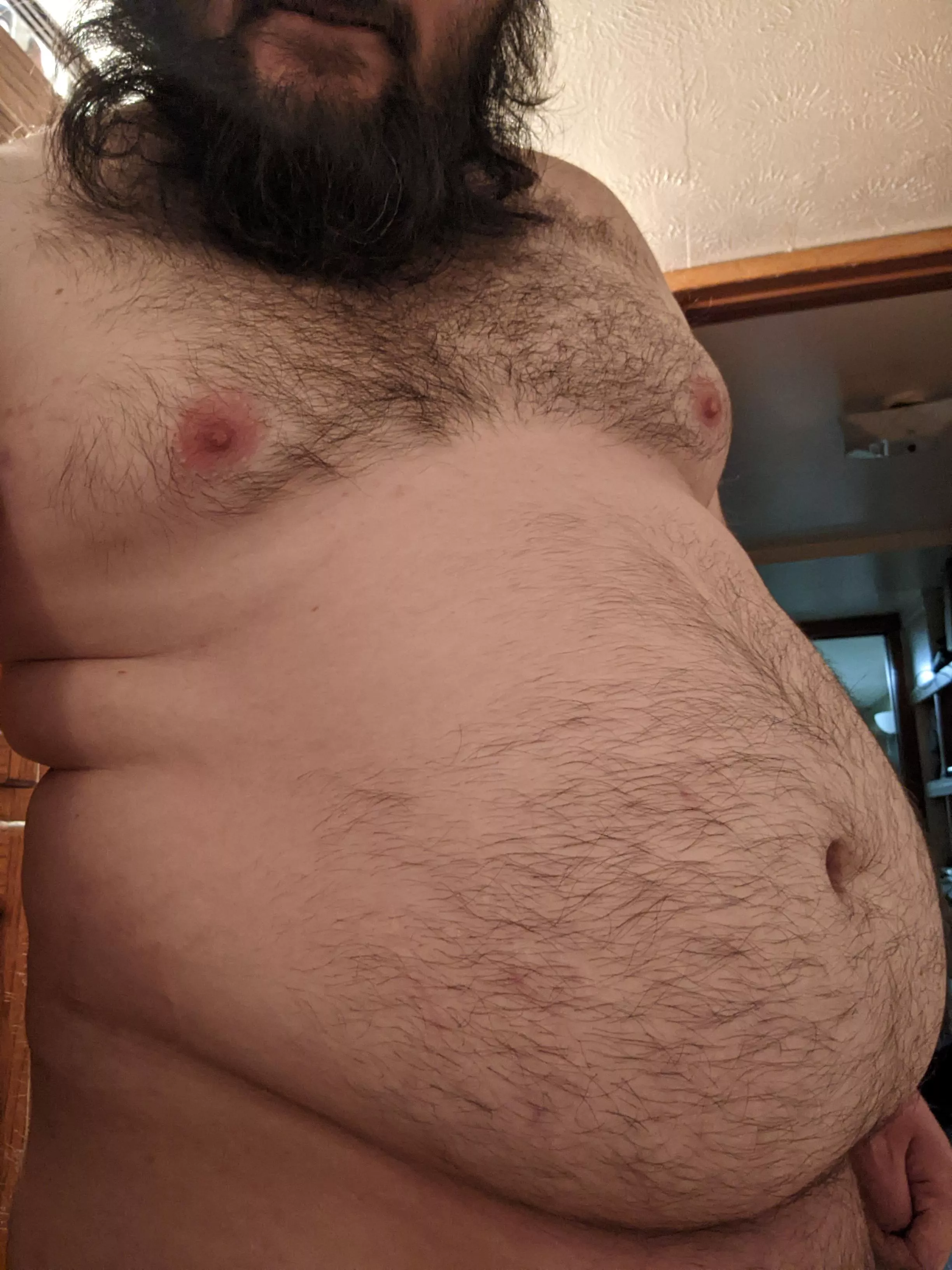 Lacking free time, being under the weather. I just wanna show off my fat body man. posted by DadBodGodBHM