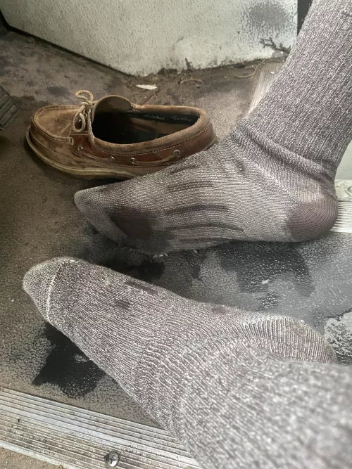 Last day to wear these. Make an offer, you can have for free. Both shoes and socks. Time to retire these worn socks. No holes yet but thread bare. by tevasandcrocs