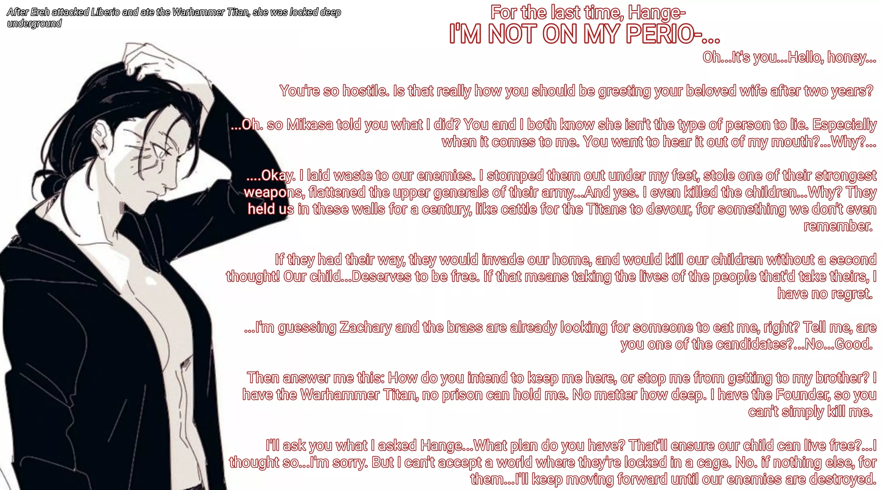 Lets Talk [AOT] [Genderswap] [Allusion to War] [Wholesome...Ish?] [Story] [Part 3] posted by Hal-Bone