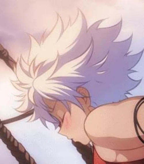 LF Color Source: 1boy, white hair, short hair, blushing, from side. face focused, bangs, short sleeve, red shirt, rope by kei-kazuki