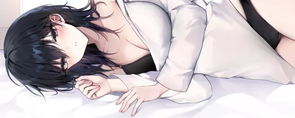 LF Color Source: 1girl, black hair, long hair, black bra, laying sideway posted by Ok_Gur_728