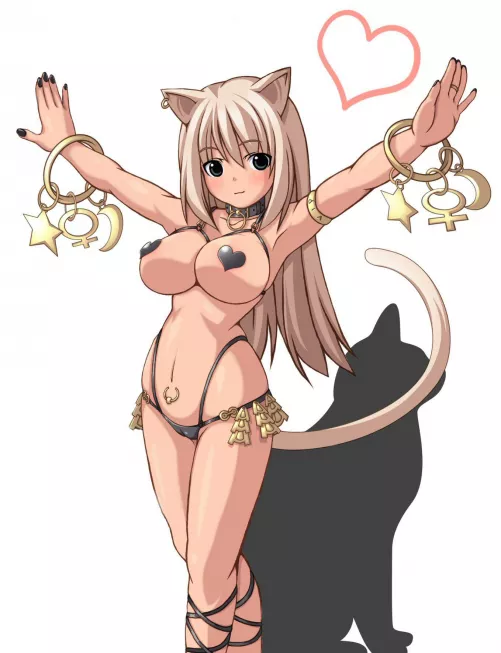 LF Color Source, 1girl, Cat ears, jewelry, blond hair, big breasts by AdRepulsive1695