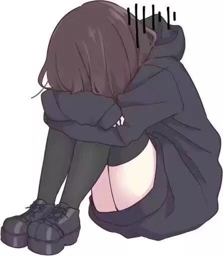 LF Color Source: 1girl, depressed, black hoodies, thighs posted by h_enta_i
