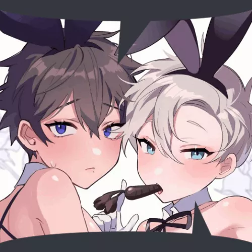 LF color source: 2girls, black hair, brown hair, bunny girls, tomboys, blue eyes by AtomicAtomX