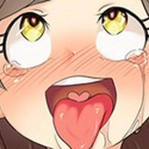 LF Color Source: Ahegao, tears, saliva, 1girl, tonge, open mouth, heart shapped-eyed pupuls, unusual pupils, yellow eyes, brown hair by Kermyas
