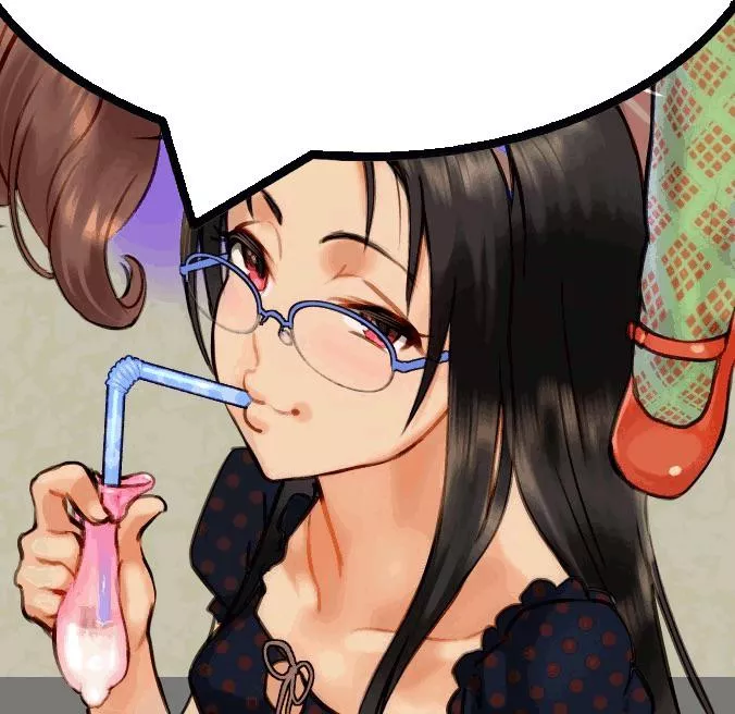 Lf color source: black hair, glasses, red eyes, condom, drinking, red shoes, brown hair, straw posted by V_rtexz
