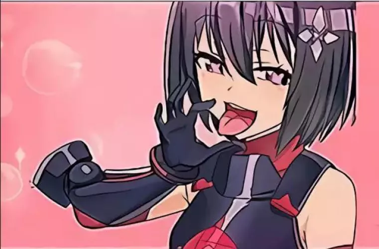 LF Color Source: Black Hair, Short Hair, Tongue out, Suggestive hand gesture, Armor, Hair Pin, Heart shapes Eyes by LoliconSpaceMarine