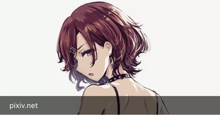 LF color source, Madoka Higuchi, idolmaster, brown hair, hairpin, collar, straps over shoulders, looking back, mouth open, (this is a screenshot the pixiv link is deleted) posted by Stack_of_Oreos