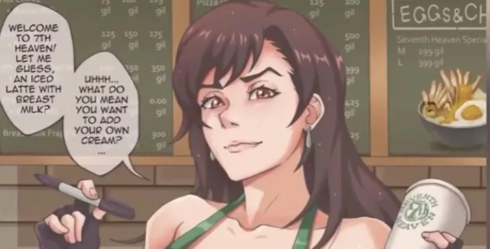 Lf color source: WELCOME TO 7TH HEAVEN! LET ME GUESS, AN ICED LATTE WITH BREAST MILK? UHHH… WHAT DO YOU MEAM YOU WANT TO ADD YOUR OWN CREAM?… by duds_pdr